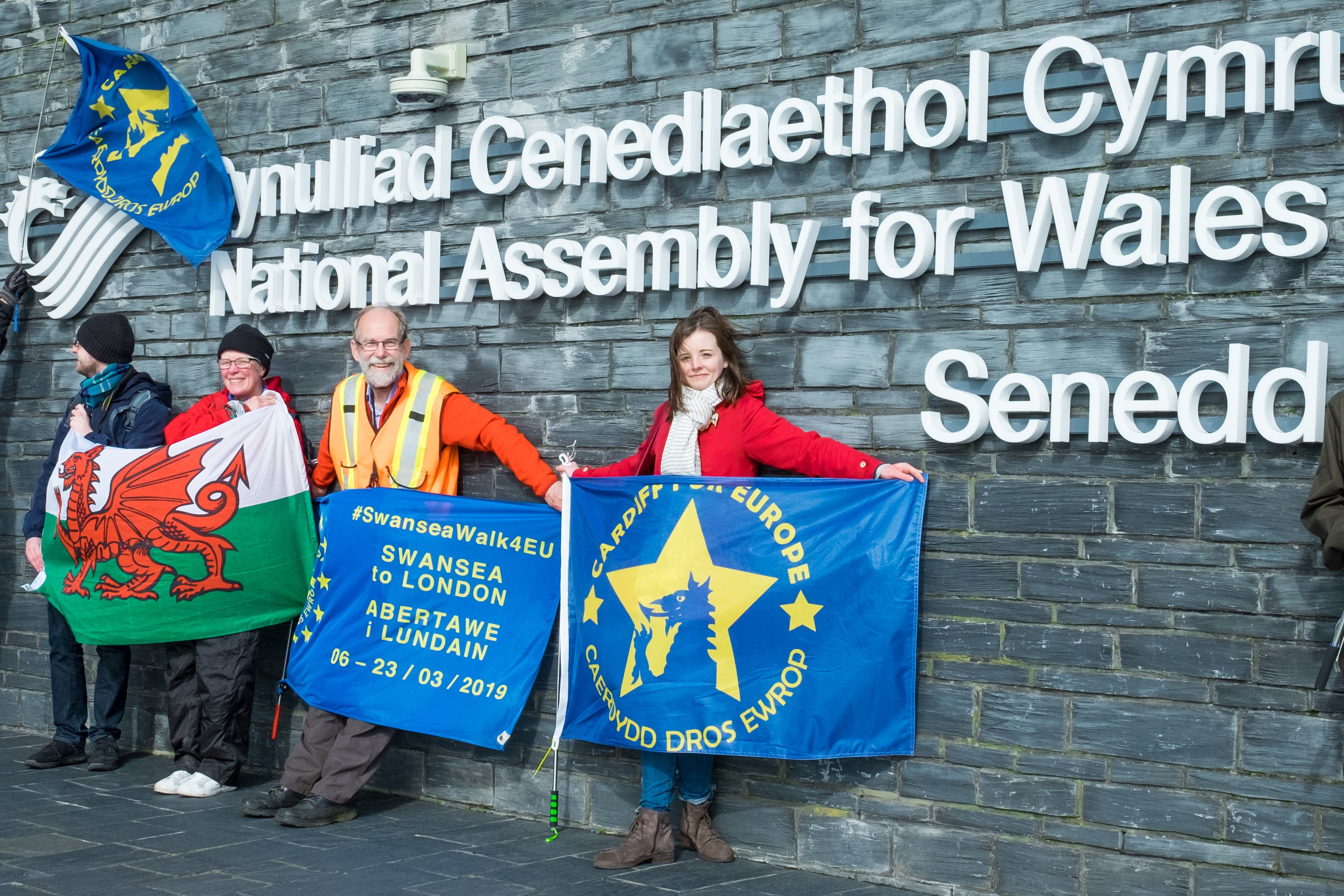 Swansea for Europe protesters at the Senedd, the National Assembly for Wales, Cardiff ©Polly Thomas (CC BY-NC 2.0)r