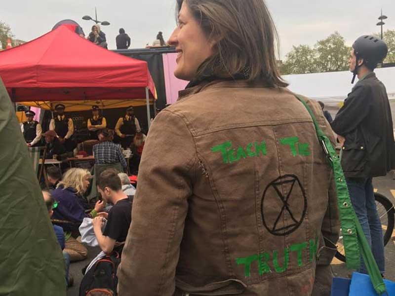 Kirsti Bohata at Extinction Rebellion protest in London, 2019 © Deri Morgan