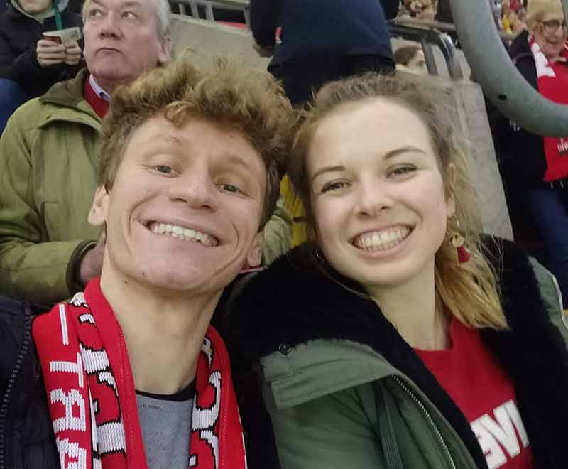 Lauren and her boyfriend Dave at the rugby. Image © Lauren Stenning 