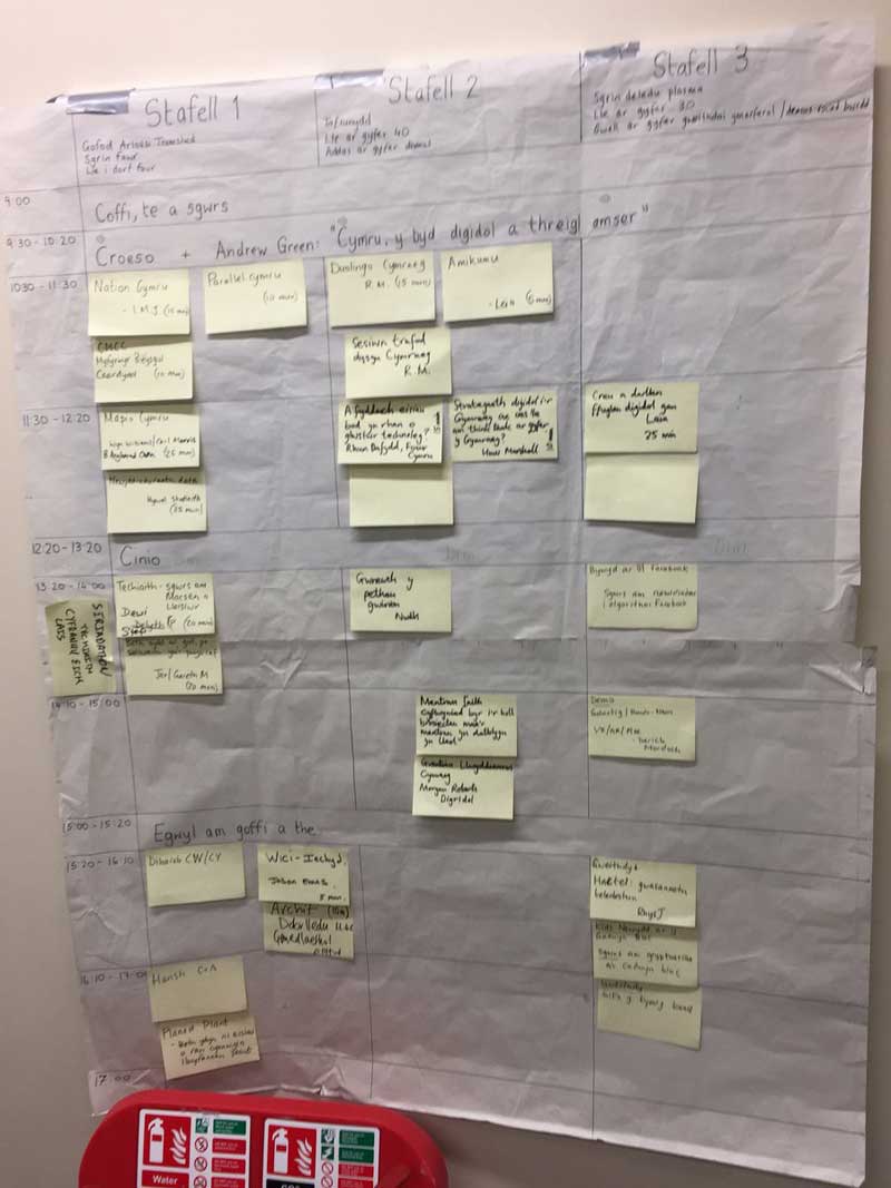 The Haciaith unconference timetable 2018 © Lois Gwenllian