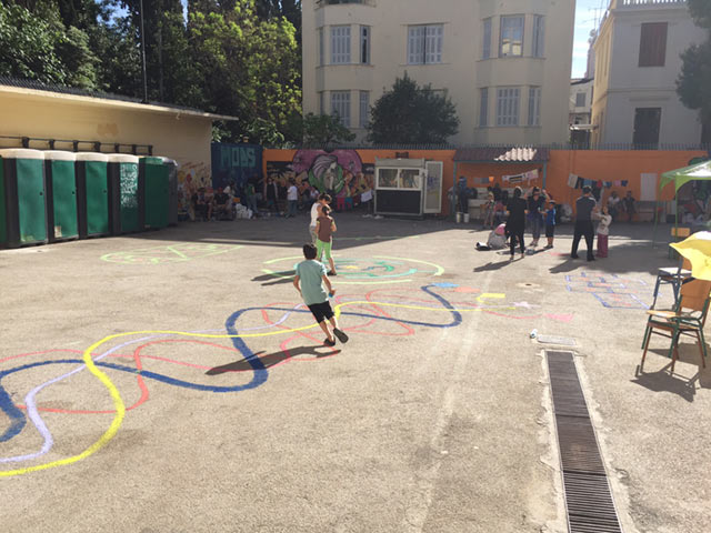 Refugees socialising in Athens